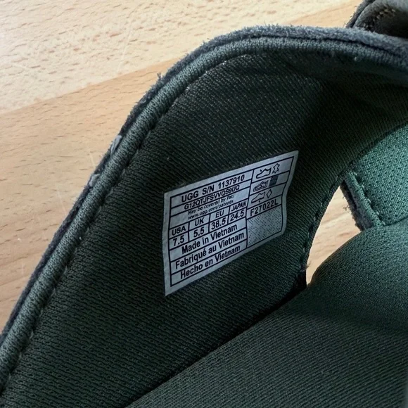 UGG Goldenstar Cross Slide Suede Minimalist Platform Sandal Green Size 7.5 - Picture 8 of 10